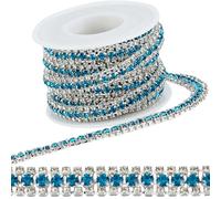 GORGECRAFT 3m 3 rangées de Strass en Cristal Chaîne Fermée de 2.5/4mm Base Argentée Chaîne à Griffes Perlées Rouleau de Coupe Bandes Appliquées pour la Fabrication, Robes de Soirée de Mariage