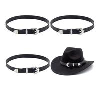 GORGECRAFT 3PCS Western Hats Band 70CM PU Cuir Noir Remplacement Cowboy Large Caps Sangle Ceinture Réglable Cowgirls Paille Boucle Chapeau Bijoux Décoratifs pour Hommes Femmes Fedora Panama Hat