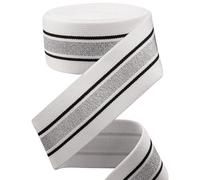 GORGECRAFT 4.3m*40mm Bande Élastique Rayée Argent et Noir Blanc Plat Extensible Sangle Couture Tricot Sangle Garniture Ruban pour Bricolage Artisanat Ceinture Bandeau Sacs Vêtements Accessoire