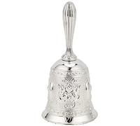 GORGECRAFT 4.4" Cloches à Main Sculptées Antiques Délicates Cloches D'Appel de Mariage Antiques École Dîner Cloche Cloches de Temple pour Fête Chapelle Mariage Intérieur Cadeaux de Pendaison (Argent)