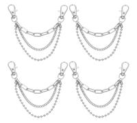 GORGECRAFT 4 chaîne de Sangle de Botte à 3 Couches Breloques de Chaussures Lacets Punk avec Fermoirs Mousquetons pour Femmes et Hommes Baskets Chaussures Décontractées Sandales Sacs Porte Clés