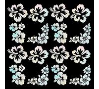 GORGECRAFT 4 Ensembles Hibiscus Fleurs Autocollants de Voiture Autocollants Hawaïens Coloré Laser Réfléchissant Vinyle Automobile Décoration Extérieure pour SUV Camion Moto Portes Murs Portable