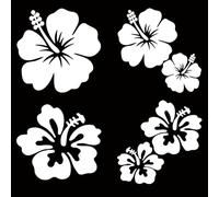 GORGECRAFT 4 feuille D'Autocollants de Voiture en Forme de Fleur D'Hibiscus de Grande Taille 6 pièces de Protection Solaire en Forme de Fleur Hawaïenne Accessoires de Voiture Décor (Blanc)