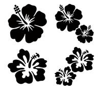 GORGECRAFT 4 feuille D'Autocollants de Voiture en Forme de Fleur D'Hibiscus de Grande Taille 6 pièces de Protection Solaire en Forme de Fleur Hawaïenne Accessoires de Voiture Décoration(Noir)