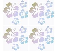 GORGECRAFT 4 feuille D'Autocollants de Voiture en Forme de Fleur D'Hibiscus Hawaïen Autocollant Laser Coloré pour Voiture Protection Solaire Réfléchissante Décoration Extérieure