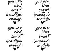 GORGECRAFT 4 Feuille D'Autocollants pour Rétroviseur Noir avec Affirmation Positive Mots «You are Kind Smart Beautiful Enough» Autocollants Imperméables pour Miroir de Courtoisie pour Salle de Bain
