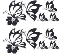 GORGECRAFT 4 feuille Papillon Autocollant de Voiture Ensemble de Grands Autocollants de Voiture Papillons S'Embrasser Hibiscus Autocollants Réfléchissants Autocollant pour Ordinateur Portable, Blanc