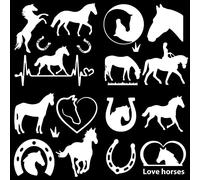 GORGECRAFT 4 feuilles d'autocollants de battement de cœur de cheval autocollant de voiture fer à cheval autocollant réfléchissant autocollant autocollant mural imperméable décoration extérieure