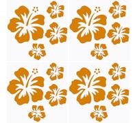 GORGECRAFT 4 feuilles d'autocollants de voiture en forme de fleur d'hibiscus hawaïen doré au laser pour protection solaire réfléchissante accessoires de voiture décoration extérieure automobile