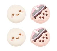 GORGECRAFT 4 Pcs Boba Pouce Poignées Nourriture Porc Bun Visage Bubble Lait Thé Bouton Joystick Analogique Joy Con Stick Housse de Protection Compatible avec Switch OLED Lite Console