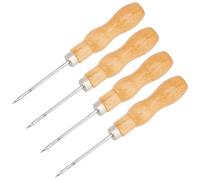 GORGECRAFT 4 PCS Cuir Scratch Awl Couture Creuse Awl Poinçon Conique Toile Stitcher Outil de Couture Drillable Réparation Aiguille avec Manche en Bois pour Cuir DIY à la Main