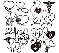 GORGECRAFT 4 style D'Autocollant D'Infirmière Stéthoscope pour Voiture Battement de Cœur Infirmière Fleur Infini Imperméable Autocollant Réfléchissant Logo de Coffre pour Camion Moto Portes
