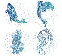 GORGECRAFT 4 Styles 6.3 pouces Sea Shark Fenêtre Stickers Statique Mer Animal Verre Porte Coulissante Autocollant Poisson S'Accroche Film Vinyle Imperméable pour Empêcher les Oiseaux Chiens