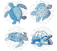 GORGECRAFT 4 Styles 6.3" Stickers Fenêtre Tortues de Mer Statique Animaux Marins Verre Porte Coulissante Autocollant S'Accroche Film Vinyle Imperméable Océan pour Empêcher Arrêter Chiens