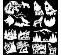 GORGECRAFT 4 Styles Autocollant de Voiture Loup et Forêt Loup Montagne Silhouette Laser Réfléchissant Autocollant de Voiture Imperméable en Vinyle Décoration Extérieure Automobile pour SUV Camion Moto