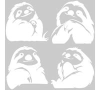 GORGECRAFT 4 Styles Autocollants Paresseux pour Voiture Blanc Pet Imperméable Auto Adhésif Animaux Réfléchissants Voitures Décalcomanies pour Véhicule Pare Chocs Moto Carrosserie Fenêtre Côté Porte