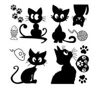 GORGECRAFT 4 Styles Chats Pare Chocs Autocollants Noir Cœur Patte Empreinte Poisson Os Souris Boule de Laine Autocollant de Voiture Étanche Réfléchissant Automobile Extérieur Décor Autocollants