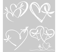 GORGECRAFT 4 Styles D'Autocollants de Voiture en Forme de Cœur Blanc Autocollants Muraux Réfléchissants en Plastique Imperméables et Libellules pour Ordinateur Tasse Casque d'halloween 20x20cm