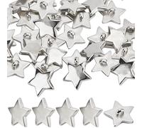 GORGECRAFT 40 Boutons Étoile Pentagramme en Plastique Décoratifs Petit Mini Bouton de Manteau Argenté à 1 Trous pour Vêtements Bricolage Artisanat Couture Embellissements Fabrication de Cartes 18mm