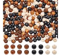 GORGECRAFT 400pcs 4 couleur Perles en Bois Perles en Bois Naturel 10mm Diamètre 2~3.5mm Trou Rond Perles en Bois Boules pour Bricolage Artisanat Perles Collier Bracelet Fabrication de Bijoux Ornements