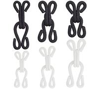 Gorgecraft 48 ensembles Grands Crochets de Couture Couverts et Attaches de Fermeture des Yeux Crochet et Loquet pour Manteau de Fourrure Veste Cape Étole Bracelet Bijoux, 3 tailles (Noir + Blanc)