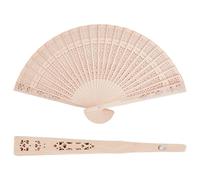 GORGECRAFT 4pcs éventail Mariage Personnalisable,éventail Creux Sculpté en Bois de Santal,Éventail Pliant Portatif,eventail Japonais Vintage à Fleurs Décoratif Chinois pour Noël Anniversaire Maison