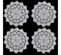 GORGECRAFT 4pcs Napperons Ronds au Crochet 35cm sous Verres Vintage Faits à la Main Tasse Vase Napperons Tricoté Crochet Dentelle Napperon Décor de Table pour Mariage Thé Table Salle à Manger Blanc