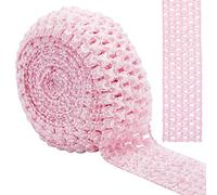 GORGECRAFT 5.5 Yards 1.7" Large Élastique Crochet Bandeau Ruban Crochet Extensible Garniture Tissu pour Cheveux Accessoires Tube Haut, Rose Clair