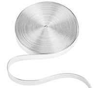 GORGECRAFT 5.5Yds de Longues Bandes de Cuir Métallique Plat Argent Brillant Bracelet en Cuir PU 10mm Larges Brillants en Cuir Dentelle Décapant Perles Chaîne Ruban Artisanat Double Face Faux Cordon