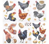 GORGECRAFT 5 Feuille de 30 x 20cm de Stickers Muraux en Forme de Coq Poule Ferme Animal Poule Poussins Œufs Papier Peint Adhésif pour Cuisine Salle à Manger Réfrigérateur