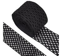 GORGECRAFT 5 m 6cm de Large Cordon Élastique Ondulé Noir Rayé Bande Élastique Rick Rack Ceinture Plate Extensible Sangle Couture Tricot Sangle Ruban de Garniture pour Bricolage Artisanat Bandeau Sacs