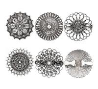 GORGECRAFT 5 Styles Rond Vintage Cardigan Clips Robe Cinch Clips Ensemble Fleur Rétro Broche Chandail Col Châle Fermoirs Badges Taille Serrage Broche pour Écharpe Cape Cape Femmes Portant Argent