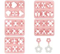 GORGECRAFT 5 Styles Triangle Carré Coeur Coupe Argile Polymère Rose Amour Coupe Argile en Plastique Cerf Volant Larme Outils de Fabrication de Bijoux en Plastique Argile Boucle d'oreille Crochets