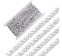 GORGECRAFT 5 Yards Argent Métallisé Dentelle Garniture 22mm Largeur Ondulé Tresse Gimp Ruban Décoré Courbe Venise Bord Couture Artisanat Dentelle Vêtement Accessoire pour Mariage Costume de Mariée