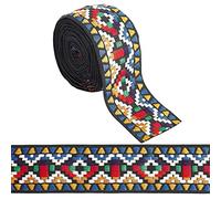 GORGECRAFT 5 Yards Ruban Jacquard Style Ethnique Broderie Rubans 2 Pouces Simple Face Embobridé Tissé Rhombus Motif Ruban Tissu Garniture pour DIY Couture Artisanat Maison Nappe Décor Accessoires
