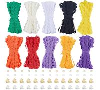 GORGECRAFT 50m 10 Couleurs Rick Rack Ruban 5~8.5mm Vague Couture Courbure Frange Garniture avec 48pcs Ruban de Fer à Sertir Extrémités et 96pcs Anneaux de Saut pour Couture Artisanat Vêtements