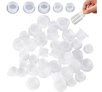 GORGECRAFT 50PCS 5 Tailles Bouchons de Salière et Poivrière Bouchons de Salière en Plastique de Remplacement Bouchon Transparent Chapeaux D'Extrémité Ronde Bouchon de Tube de Trou(17 à 23mm)