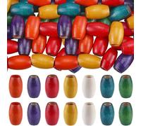 GORGECRAFT 50pcs Perles en Bois à Grand Trou de 30x20mm Ovales Peintes Colorées Boule D'Espacement en Bois Naturel Perles de Couleurs Assorties en Vrac pour la Fabrication de Bracelets Colliers Bijoux