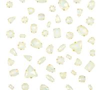 GORGECRAFT 50pcs Strass en Verre de Formes Mixtes à Coudre Pierres Précieuses Jaune Clair et Transparentes Diamants à Dos Plat avec Griffes Dorées pour Vêtements Chaussures Sacs Embellissements