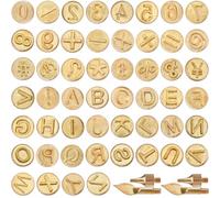 GORGECRAFT 52pcs Pointe de Combustion du Bois Lettre en Laiton Doré Kit de Cuivre Alphabet Numéro Symbole Pochoir à Souder Brûleur en Cuir Outil de Pyrogravure Ensemble de Modèles pour la Combustion