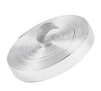 GORGECRAFT 5m*12mm de Sangles en Cuir Métallisé de Cordon en Cuir Plat Brillant Argenté Décapant de Dentelle en Cuir Synthétique Ruban de Perles Artisanat Double Face Fausses Fournitures