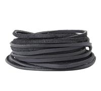 GORGECRAFT 5m*3mm*2mm Cordon en Cuir Plat Noir Bandes de Cuir Véritable Cordes de Cuir de Vache Cheval Fou Corde de Tressage pour Bricolage Artisanat Collier Bracelets Bracelet de Cheville
