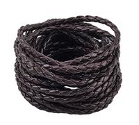 GORGECRAFT 5m Cordon Rond Tressé en Cuir Synthétique Marron pour Collier Cravate Bolo 5mm Bande en Similicuir Style Antique pour Loisirs Créatifs Bracelets Ras de Cou Bracelets de Cheville Porte Clés