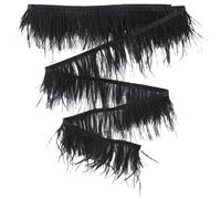 GORGECRAFT 5M Garniture en Plumes D'Autruche de 8~10cm de Largeur Ruban à Franges en Plumes Naturelles Noires Fil de Vêtements pour Femmes Accessoires de Ruban de Costume Mariage pour L'Artisanat