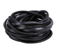 GORGECRAFT 5m Noir Plat Bandes de Cuir Véritable 5.5mm de Large Cordon en Cuir de Vachette Lanières en Cuir Brillant Tressage Perles Fils pour Artisanat Porte-Clés Faire Tirer la Poignée