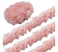 GORGECRAFT 5mX5cm en Mousseline de Soie et Dentelle Saumon Clair 3D en Mousseline de Soie Bordure de Fleurs Ruban Décoratif Floral Tissu Appliqué pour Bricolage Couture Robe de Mariée Costumes