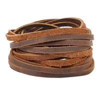GORGECRAFT 5mX5mmX2mm Cordon Plat en Cuir Véritable Bandes en Cuir de Vache Corde de Tressage Cheval Fou pour Fabrication de Bijoux Bottes Dentelle Bricolage Atelier D'Outillage, Sienna