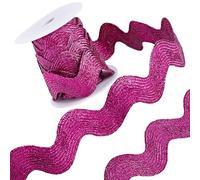 GORGECRAFT 5yds*25mm Ruban de Garniture Ric Rac Rick Rack Wave, Couture, Franges Courbées, Tissu Tissé pour Coudre des Fleurs, Faire des Robes de Mariée des Fêtes des Travaux, Support Violet Rouge