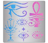 GORGECRAFT 6.3 pouce Evil Eyes Pochoir en Métal Symbole Égyptien Pochoir à Bois Réutilisable Hiéroglyphes Journal Pochoirs Oeil D'Horus Modèle Pochoirs en Acier Inoxydable pour Bricolage Peinture