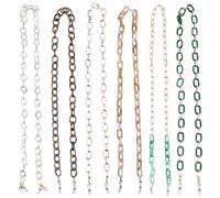 GORGECRAFT 6 chaîne de Lunettes en Acrylique de 6cm 75 Styles avec Trombone Cordon de Fixation pour Lunettes de Soleil Collier Cordon de Fixation avec Clips pour Hommes Femmes et Adultes Lecture
